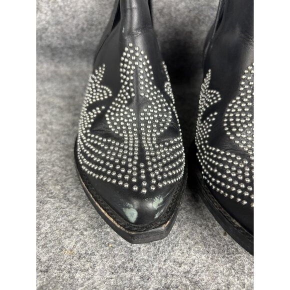 Jeffrey Campbell Boots Womens Size 9 Black Leather Studded Western Ankle Booties - Picture 5 of 11